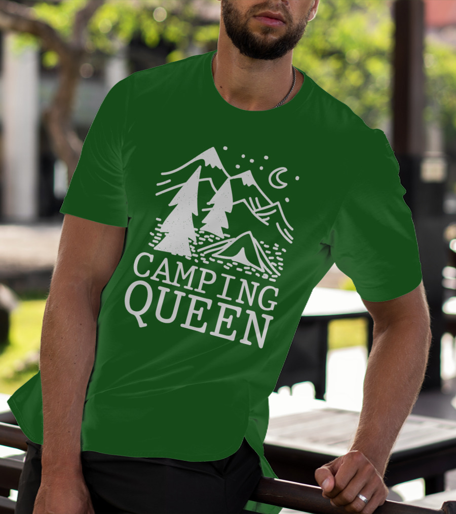 Camping Queen Mountain Tent Moon Forest Adventure T-Shirt
