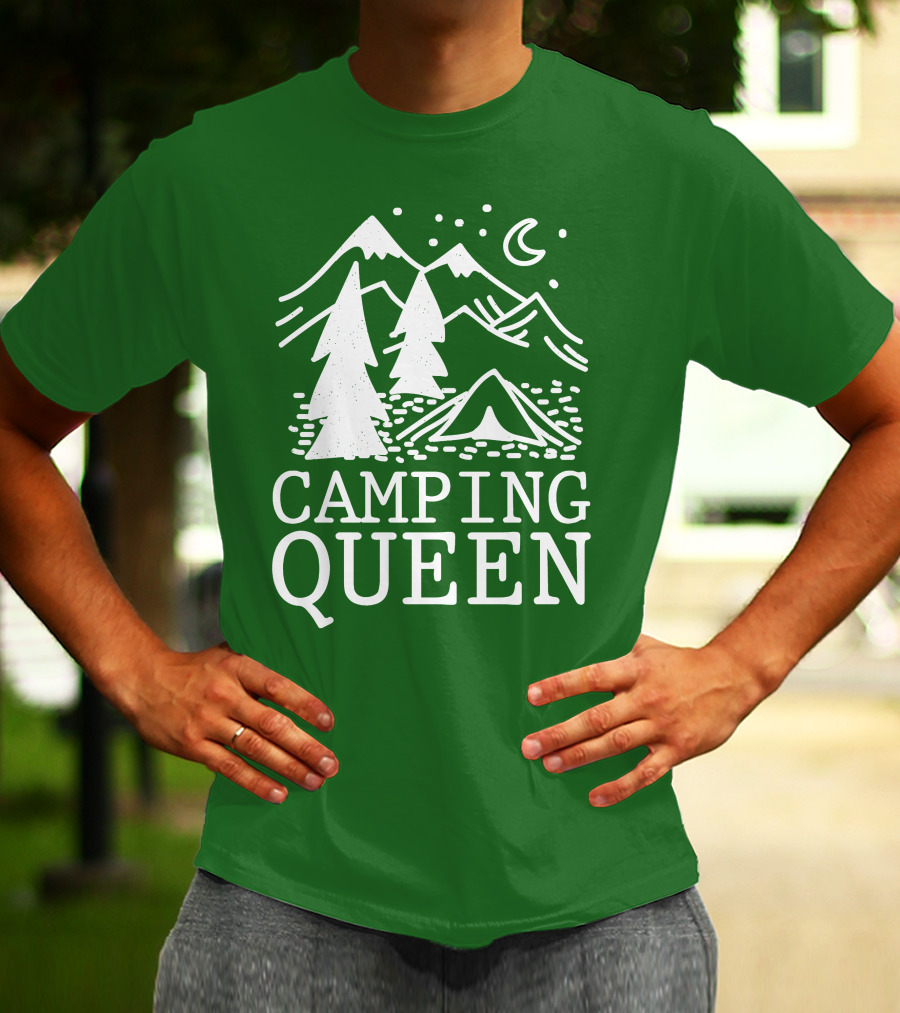 Camping Queen Mountain Tent Moon Forest Adventure T-Shirt