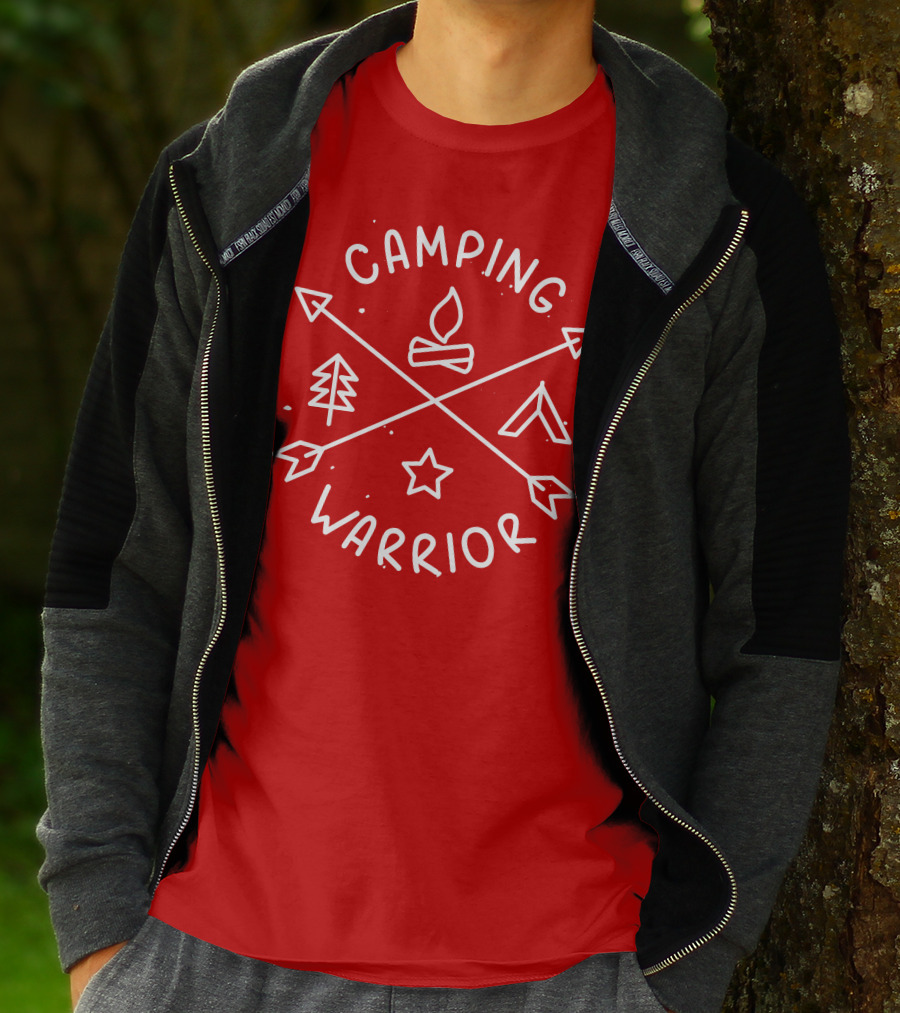 Camping Warrior Arrows Fire Tent Tree Star T-Shirt