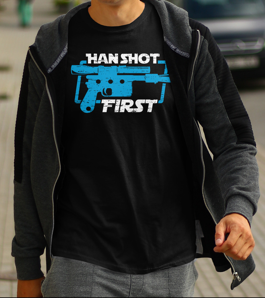 Han Shot First Blue Blaster T-Shirt