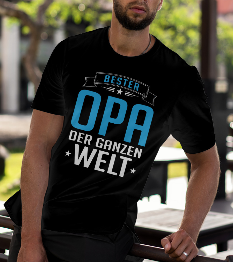 Bester Opa Der Ganzen Welt Stars Banner T-Shirt