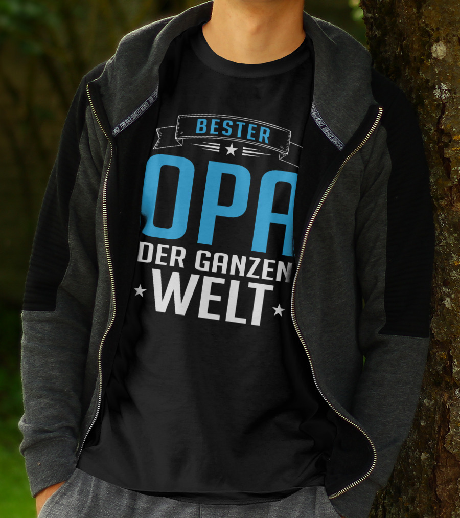 Bester Opa Der Ganzen Welt Stars Banner T-Shirt