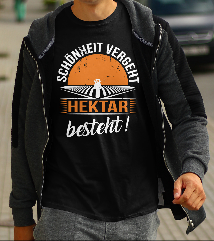 Schönheit Vergeht Hektar Besteht Traktor Landwirtschaft Feld Sonnenuntergang T-Shirt