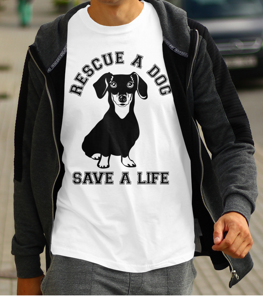 Rescue A Dog Save A Life Dachshund T-Shirt