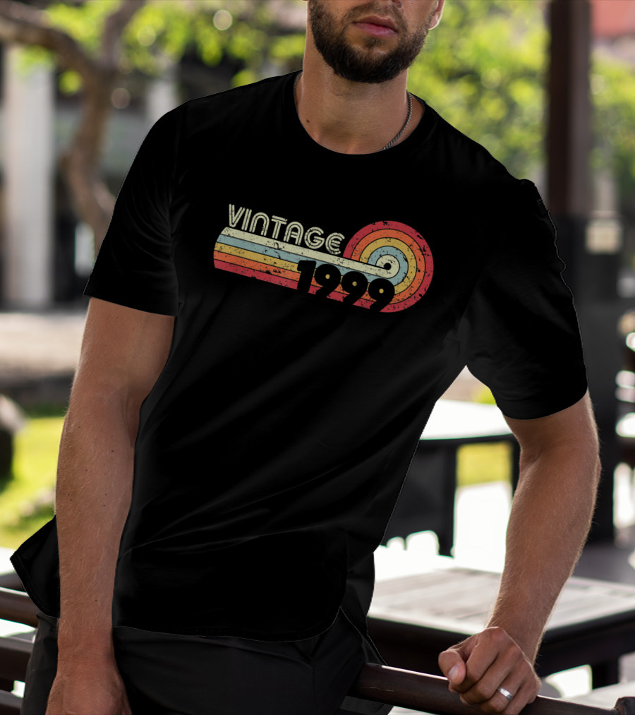 Vintage 1999 Retro Colorful Circle Stripes T-Shirt