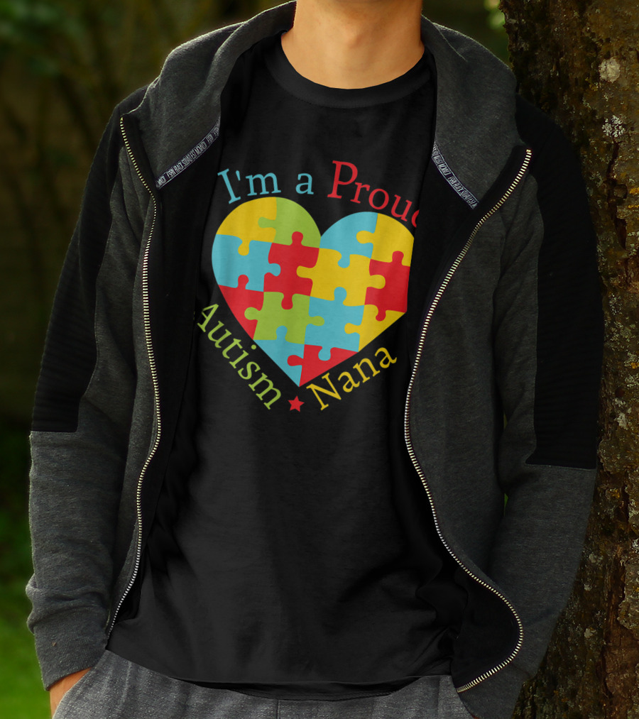 I'm A Proud Autism Nana Puzzle Heart T-Shirt