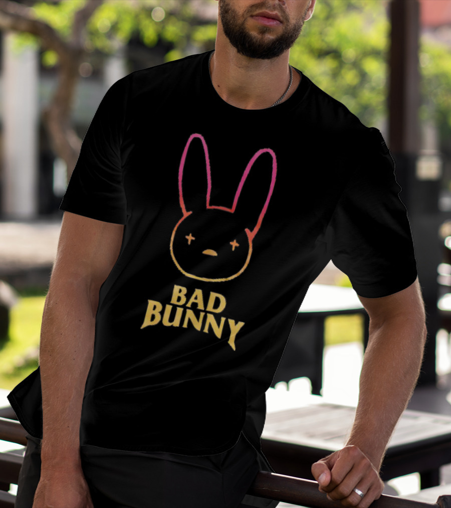 Bad Bunny Faded Gradient Bunny Face T-Shirt
