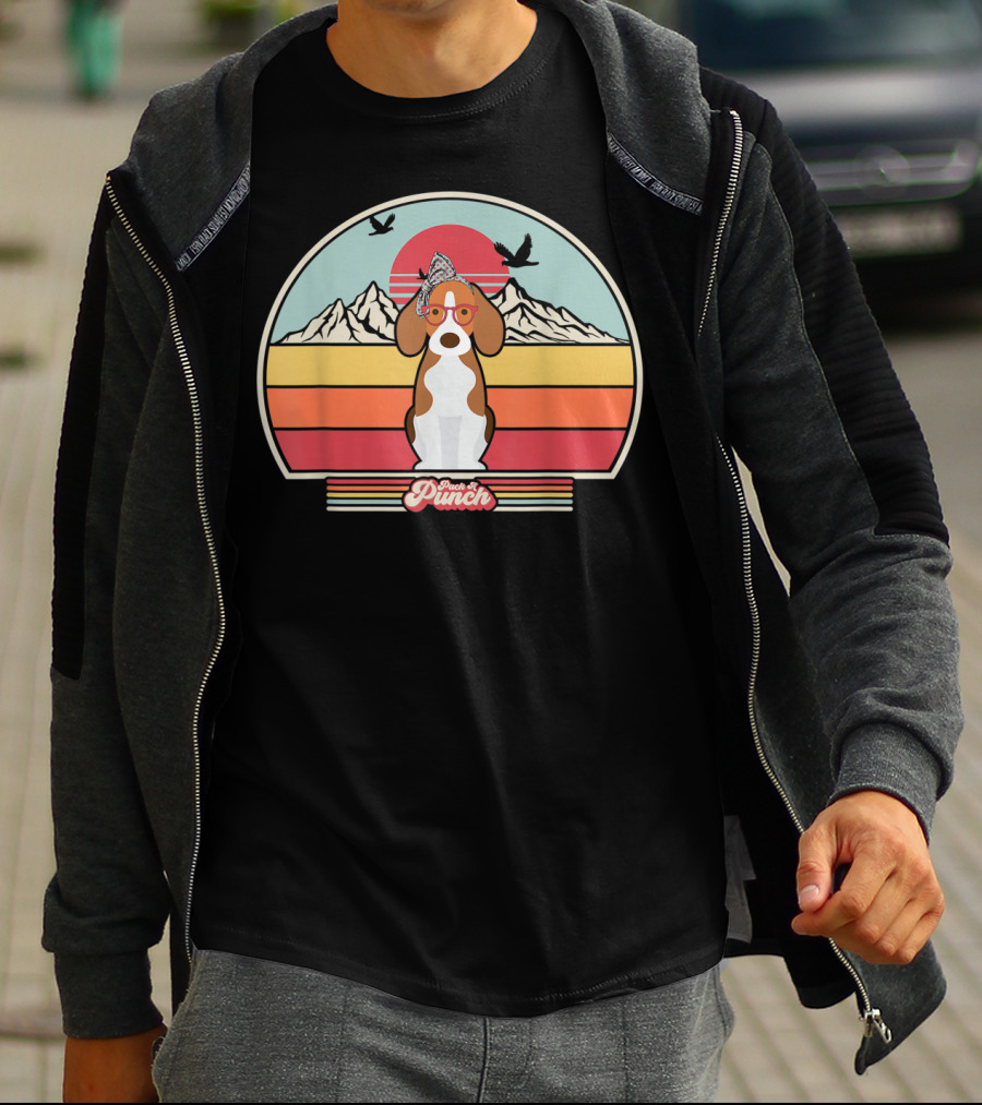 Paws And Punch Beagle Sunset Mountain T-Shirt