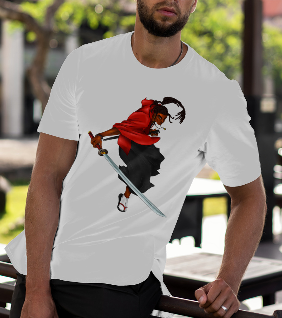 Blck Ronin Heroic Samurai Warrior In Red Cloak With Sword T-Shirt