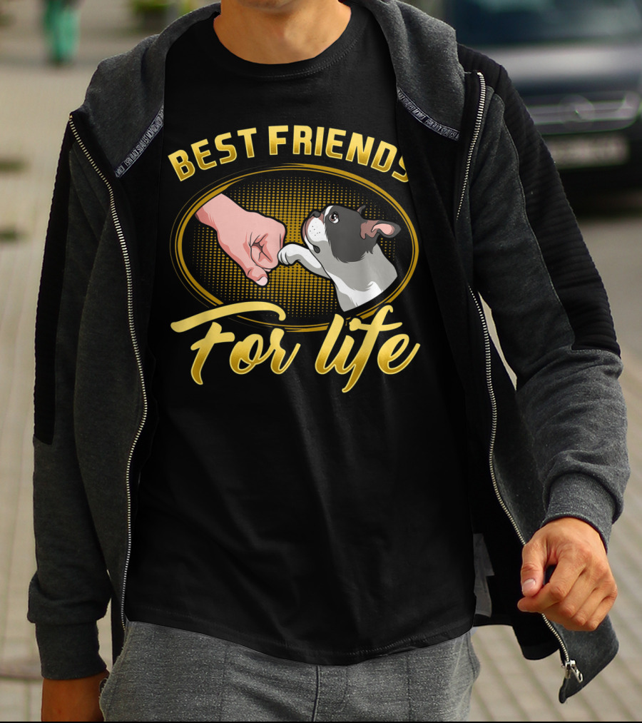 Best Friends For Life Boston Terrier Dog Mom T-Shirt