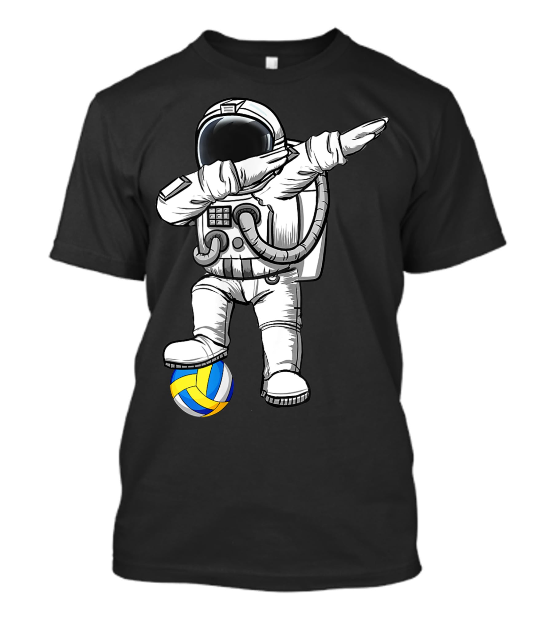 Cute Astronaut Dabbing With Volleyball Astronomy Lovers Galaxy T-Shirt