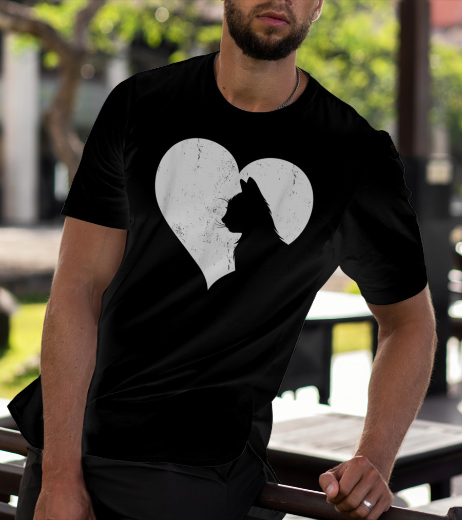 Cute Cat Heart Silhouette For Cat Lovers T-Shirt