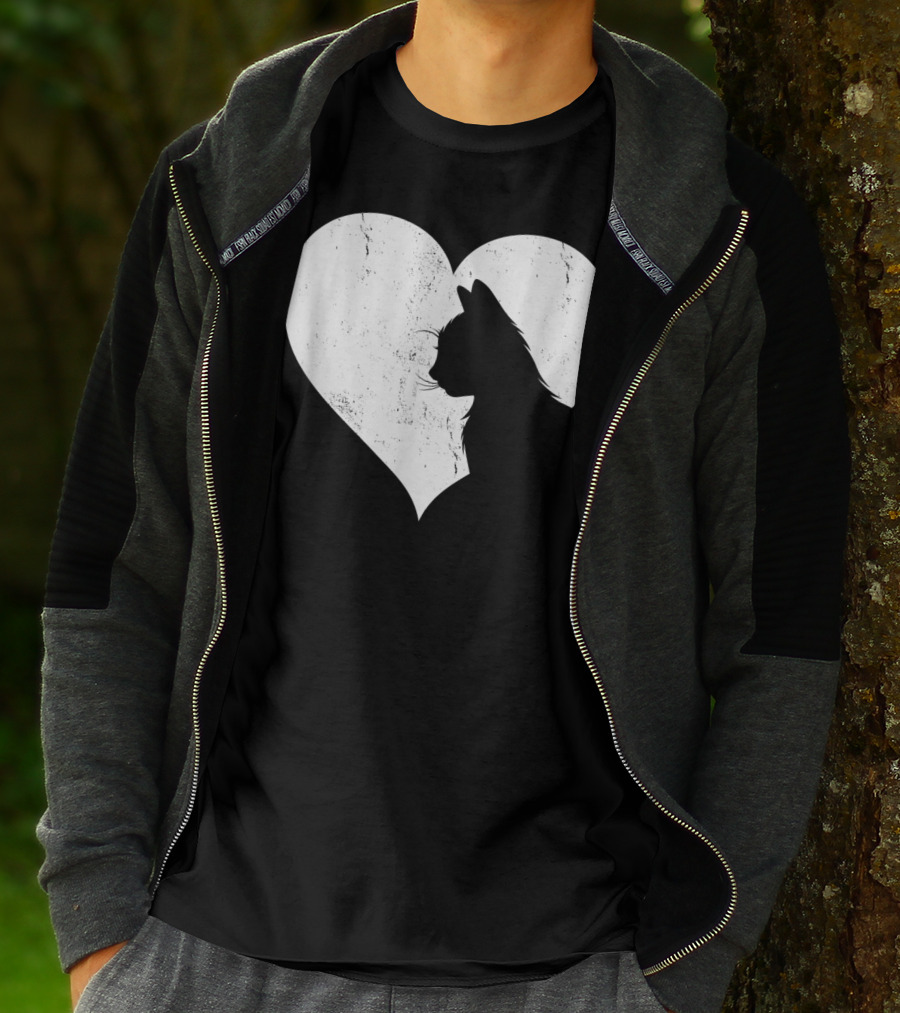 Cute Cat Heart Silhouette For Cat Lovers T-Shirt