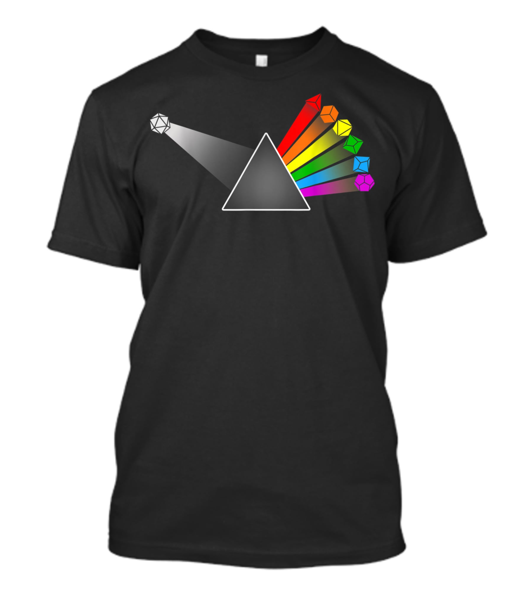Diceside Of The Moon D20 Dice Set Tabletop Prism Design Multicolor Spectrum T-Shirt