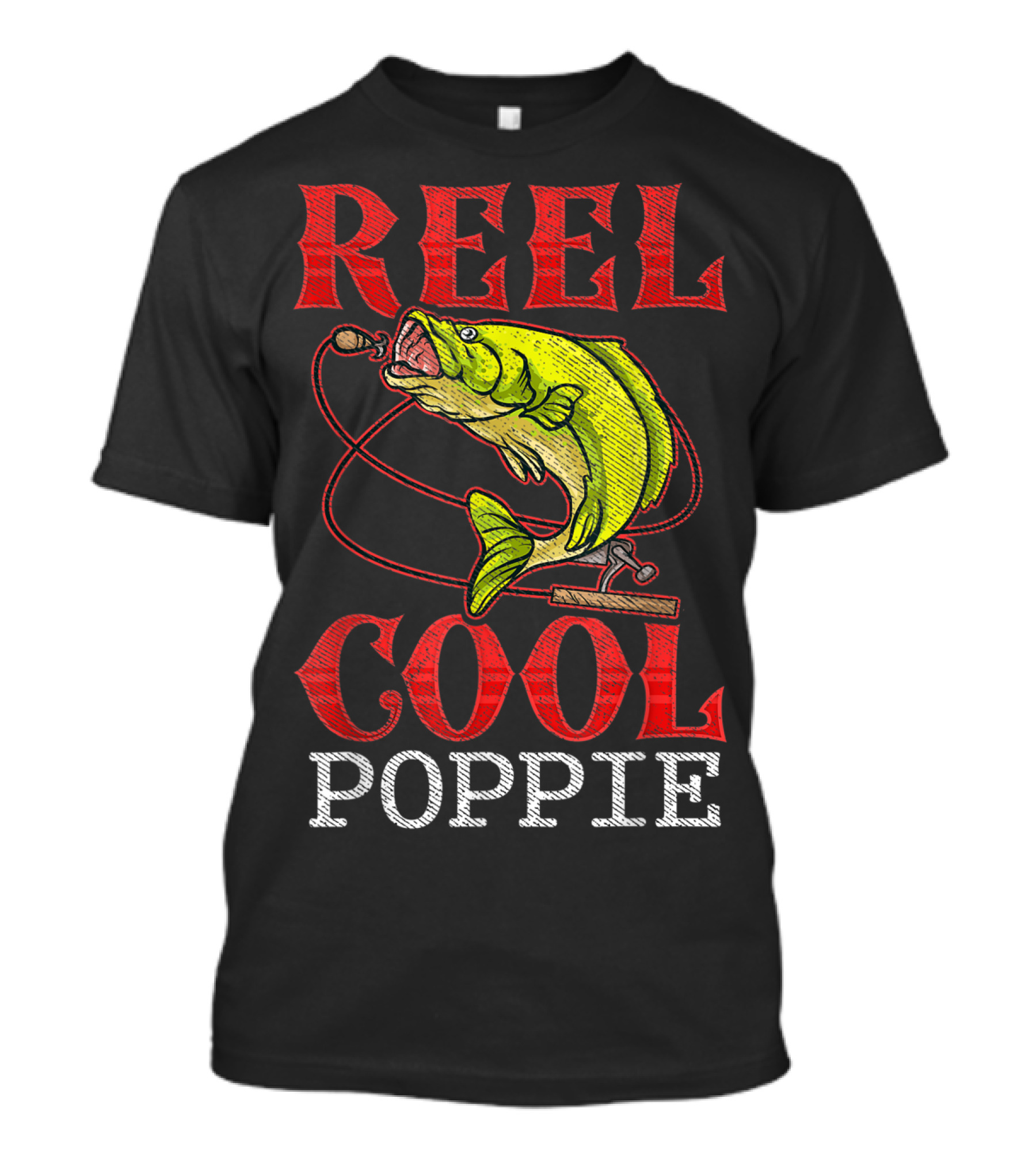 Reel Cool Poppie Fishing Lover Bass Jumping Rod T-Shirt