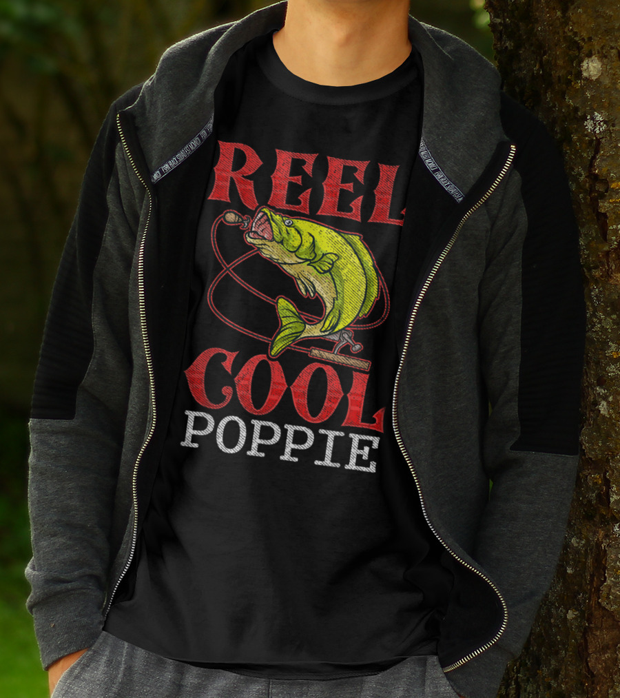 Reel Cool Poppie Fishing Lover Bass Jumping Rod T-Shirt