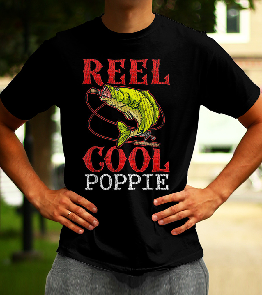 Reel Cool Poppie Fishing Lover Bass Jumping Rod T-Shirt