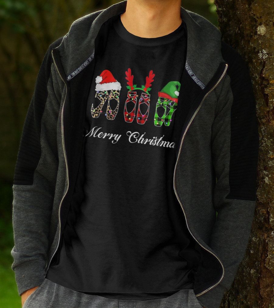 Merry Christmas Ballet With Holiday Shoes And Accessories T-Shirt
