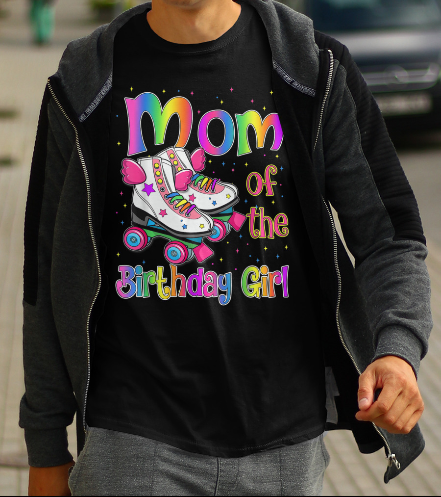 Mom Of The Birthday Girl Rolling Skate Moms Birthday Family T-Shirt