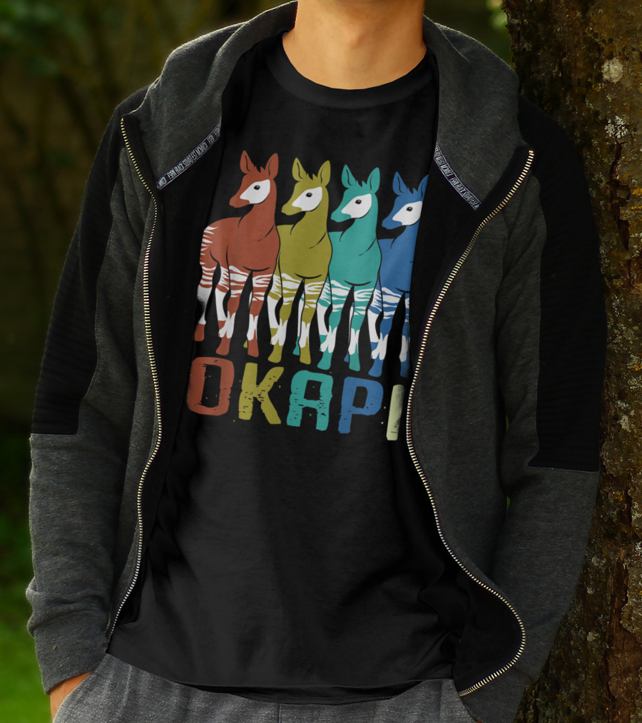 Okapi Family Colorful Okapi Flock T-Shirt