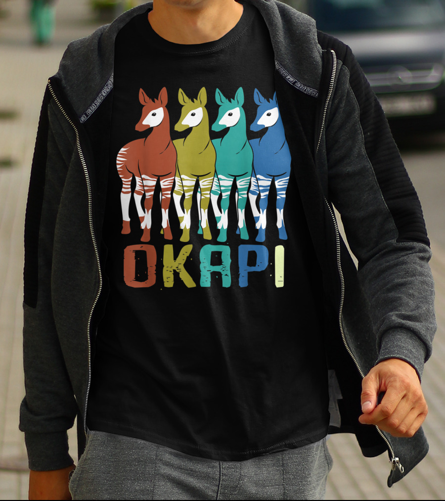 Okapi Family Colorful Okapi Flock T-Shirt