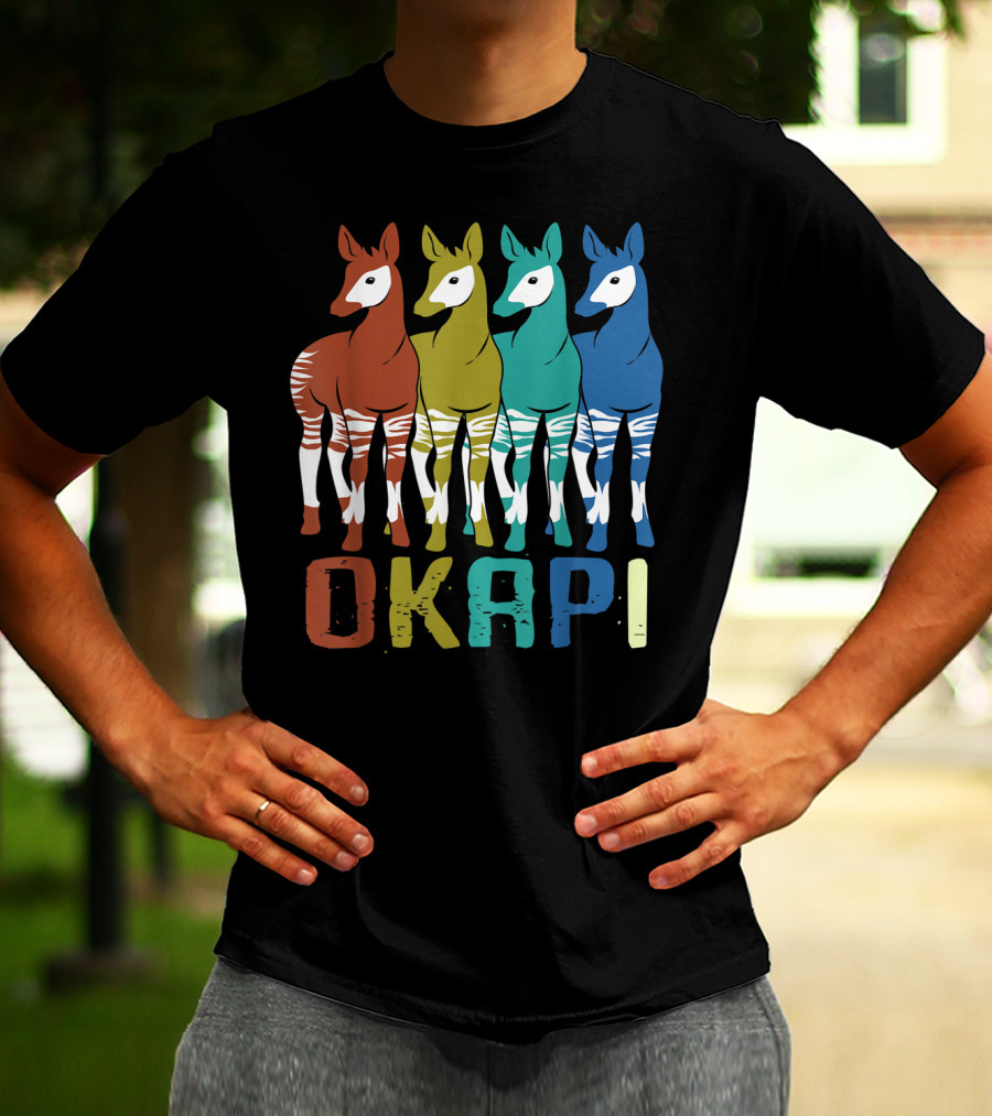 Okapi Family Colorful Okapi Flock T-Shirt