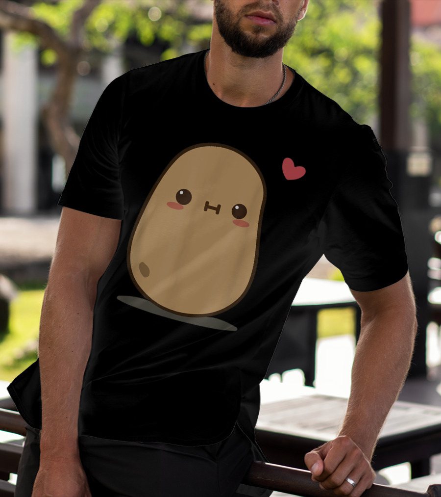 Potato Love Heart Cute Kawaii Character With Heart Balloon T-Shirt