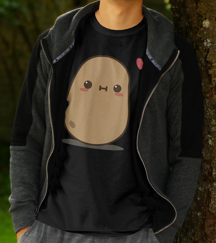 Potato Love Heart Cute Kawaii Character With Heart Balloon T-Shirt