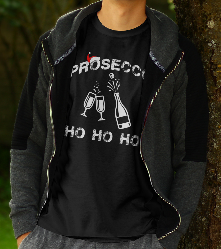 Prosecco Ho Ho Ho Santa Hat Christmas Party T-Shirt