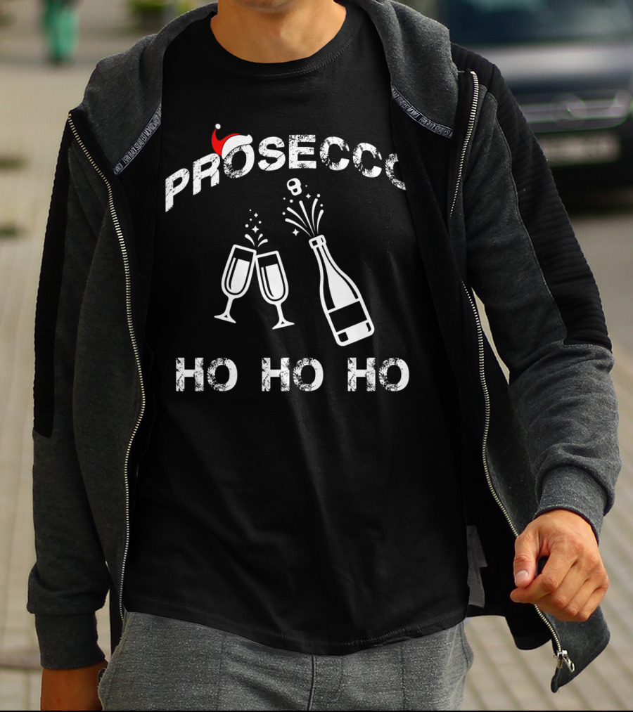 Prosecco Ho Ho Ho Santa Hat Christmas Party T-Shirt
