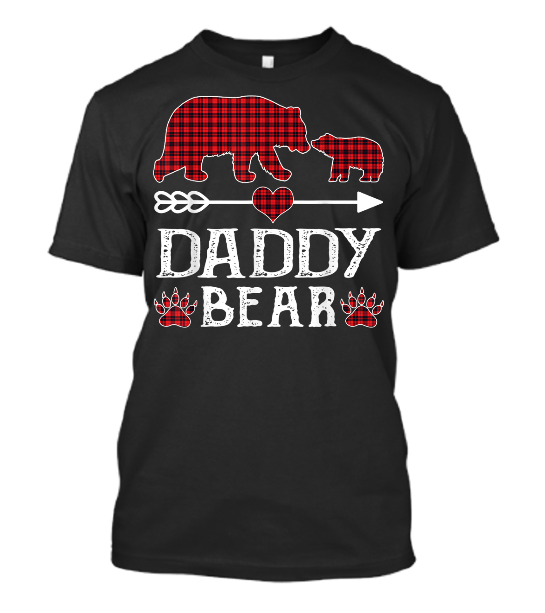 Daddy Bear Red Plaid Bears Heart Arrow Paw Prints T-Shirt