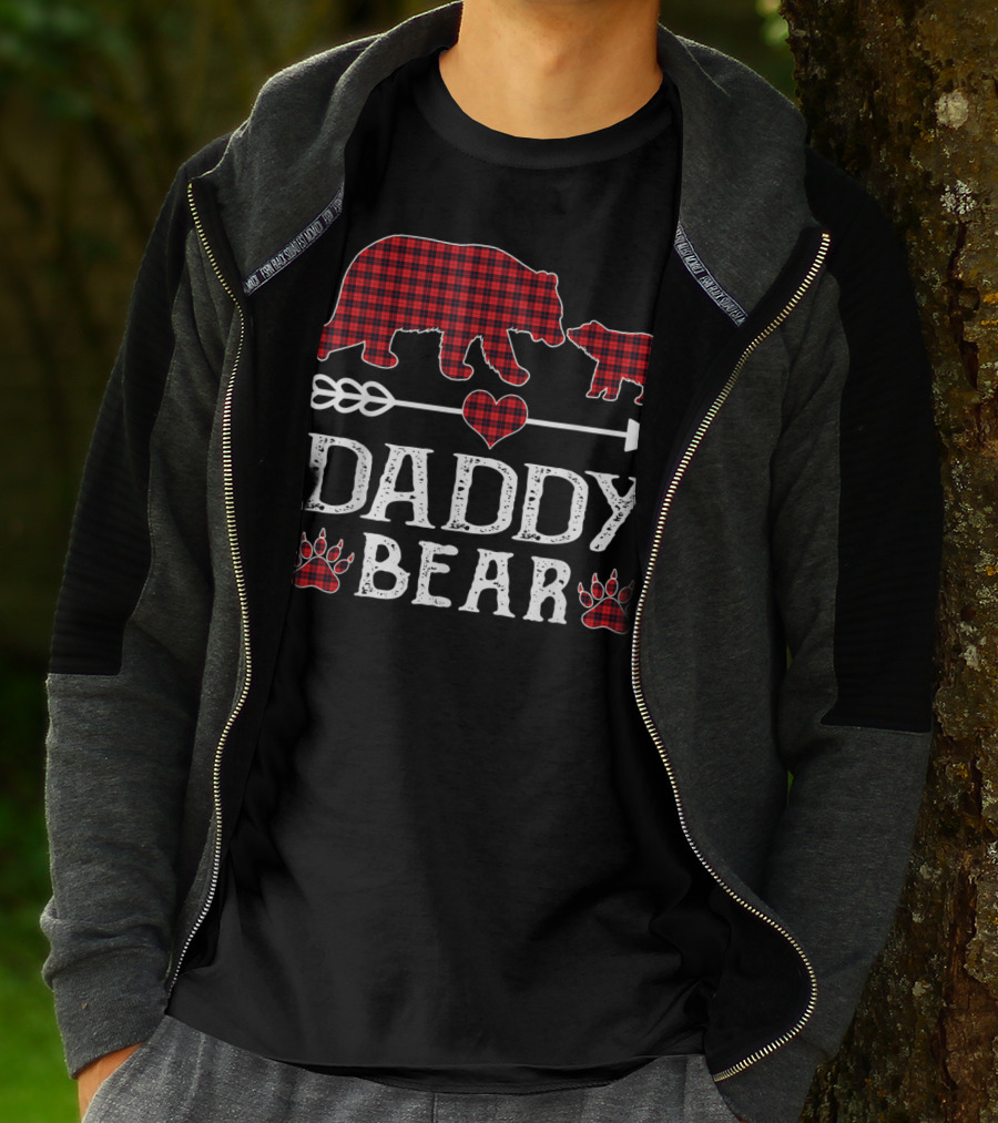 Daddy Bear Red Plaid Bears Heart Arrow Paw Prints T-Shirt