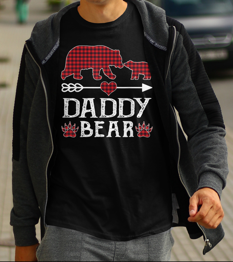 Daddy Bear Red Plaid Bears Heart Arrow Paw Prints T-Shirt