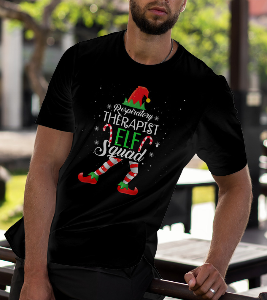 Respiratory Therapist Elf Squad Christmas Candy Cane T-Shirt