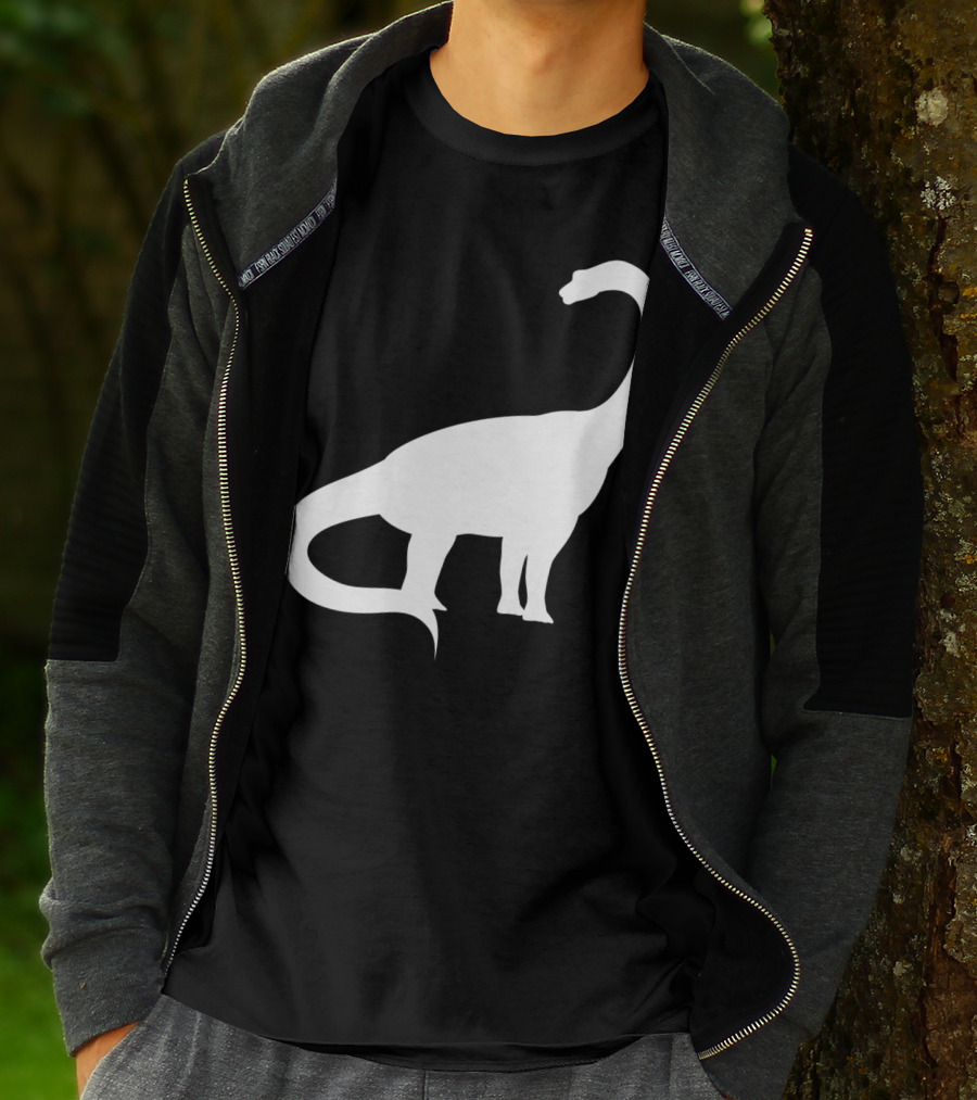 Retro Brachiosaurus Dinosaur Silhouette Classic Minimalist T-Shirt