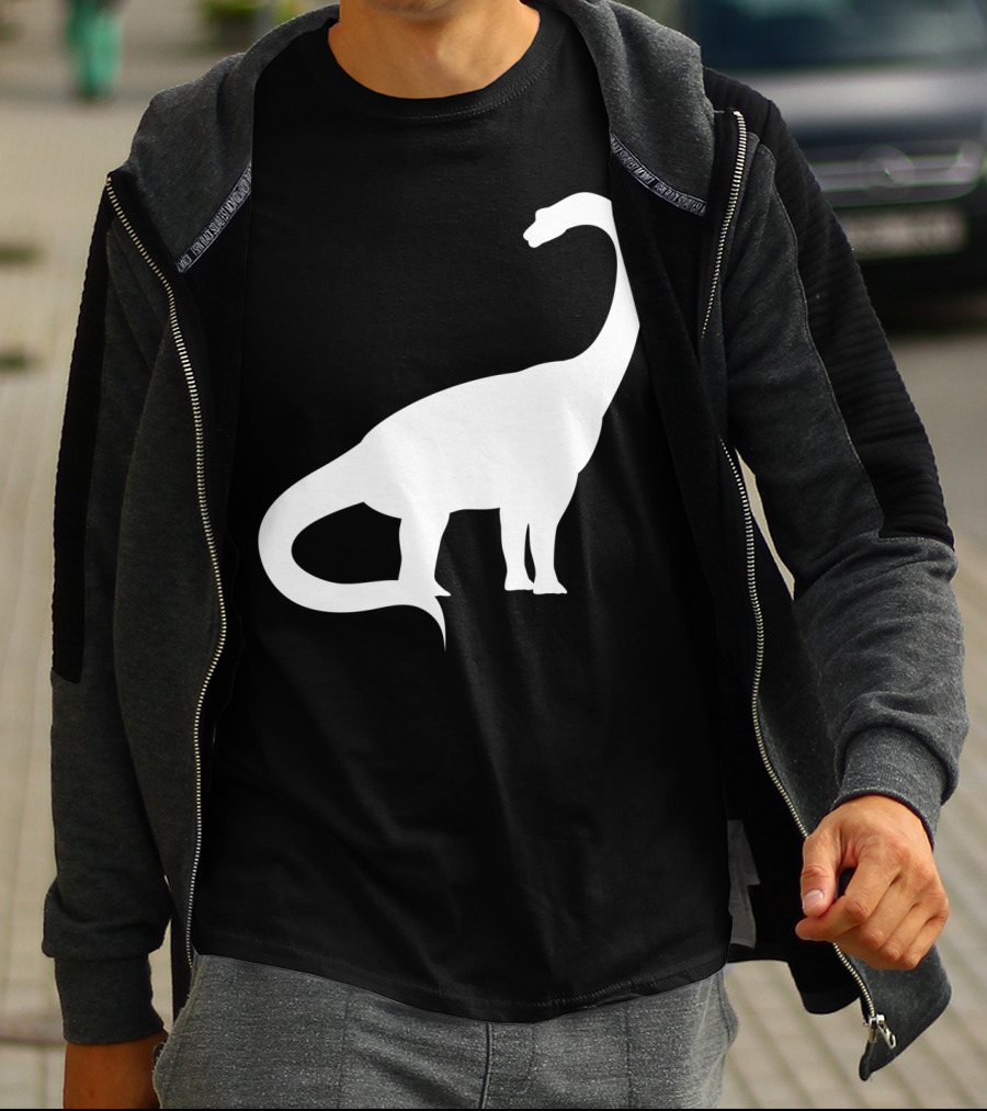 Retro Brachiosaurus Dinosaur Silhouette Classic Minimalist T-Shirt