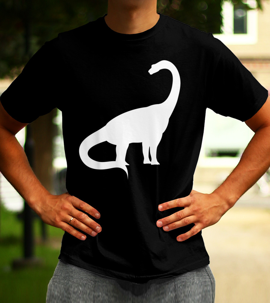 Retro Brachiosaurus Dinosaur Silhouette Classic Minimalist T-Shirt