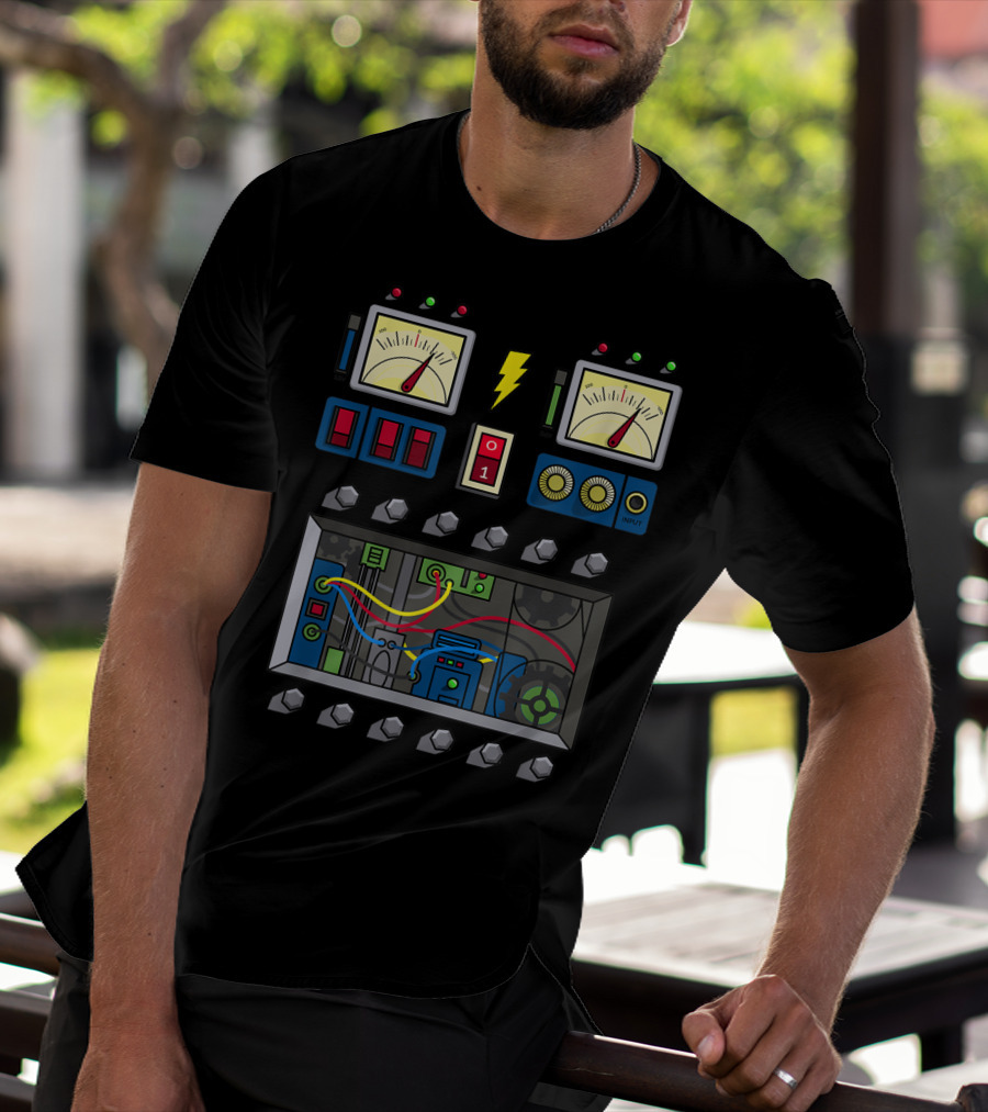 Robot Costume Girls Kids Adults Meter Panels Lightning Bolt Input T-Shirt