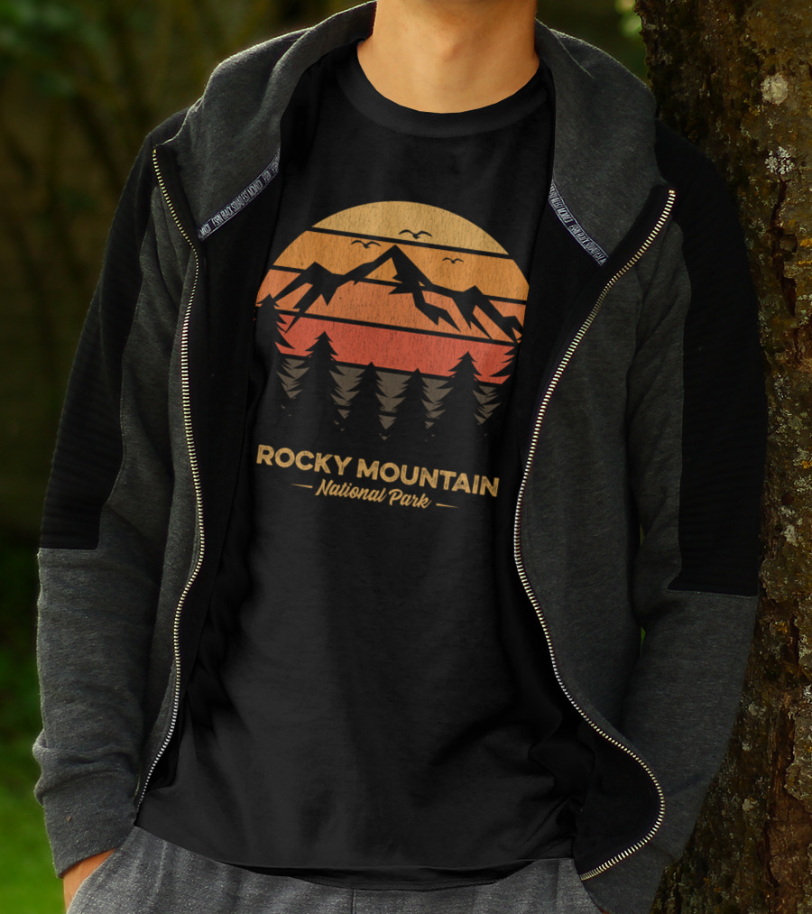 Rocky Mountain National Park Vintage Sunset Mountain T-Shirt