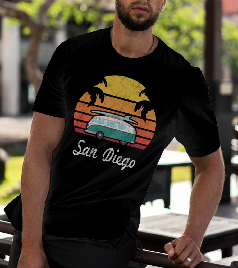 San Diego California Vintage Van Palm Sunset Souvenir T-Shirt
