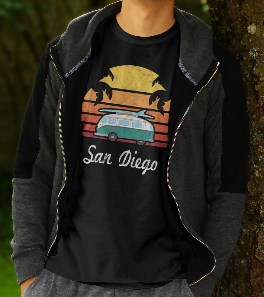 San Diego California Vintage Van Palm Sunset Souvenir T-Shirt
