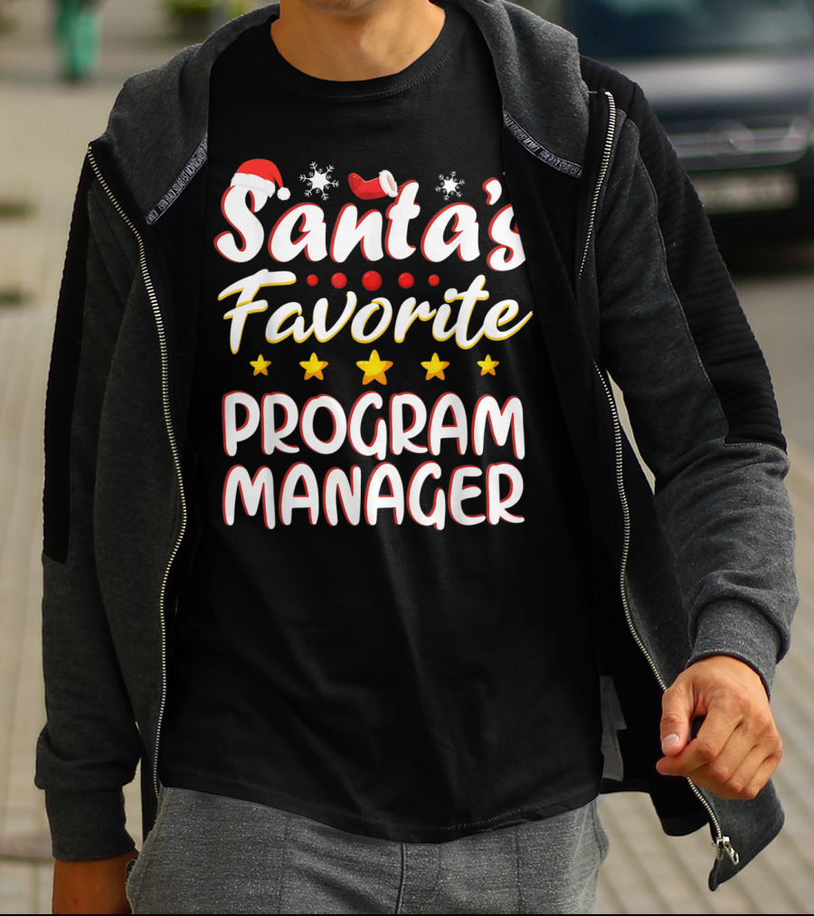 Santa's Favorite Program Manager With Christmas Hat And Stars T-Shirt