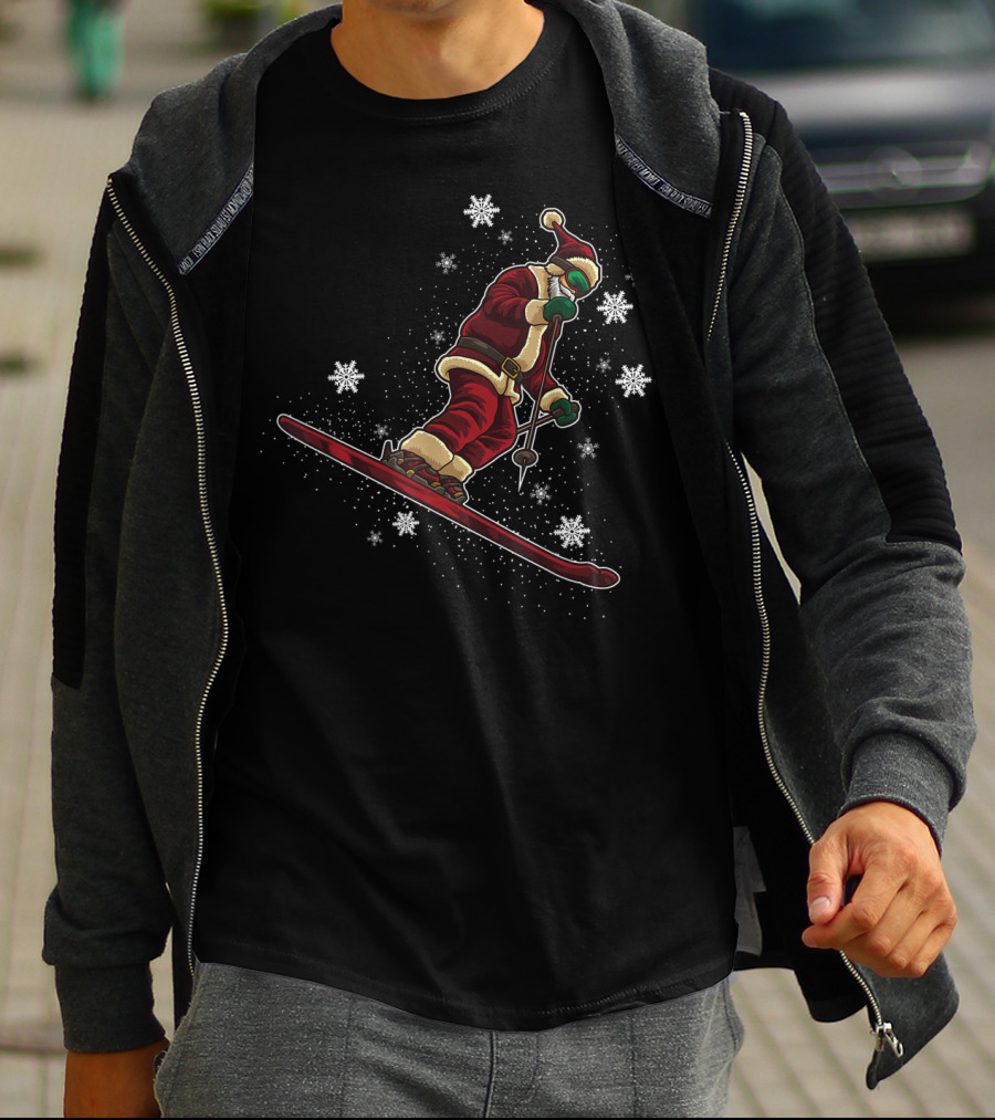 Santa Claus Skiing Funny Winter Sports Holiday T-Shirt