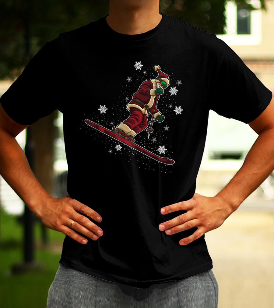 Santa Claus Skiing Funny Winter Sports Holiday T-Shirt
