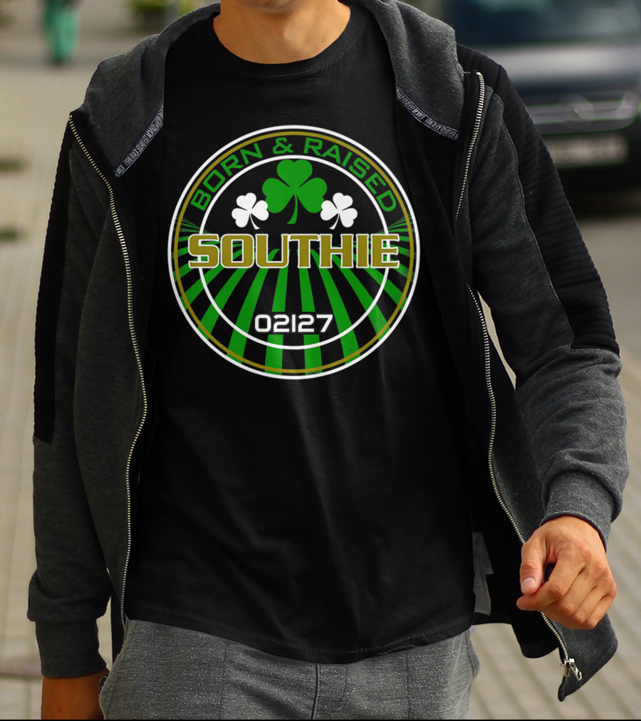 Born And Raised Southie 02127 Clover Back T-Shirt