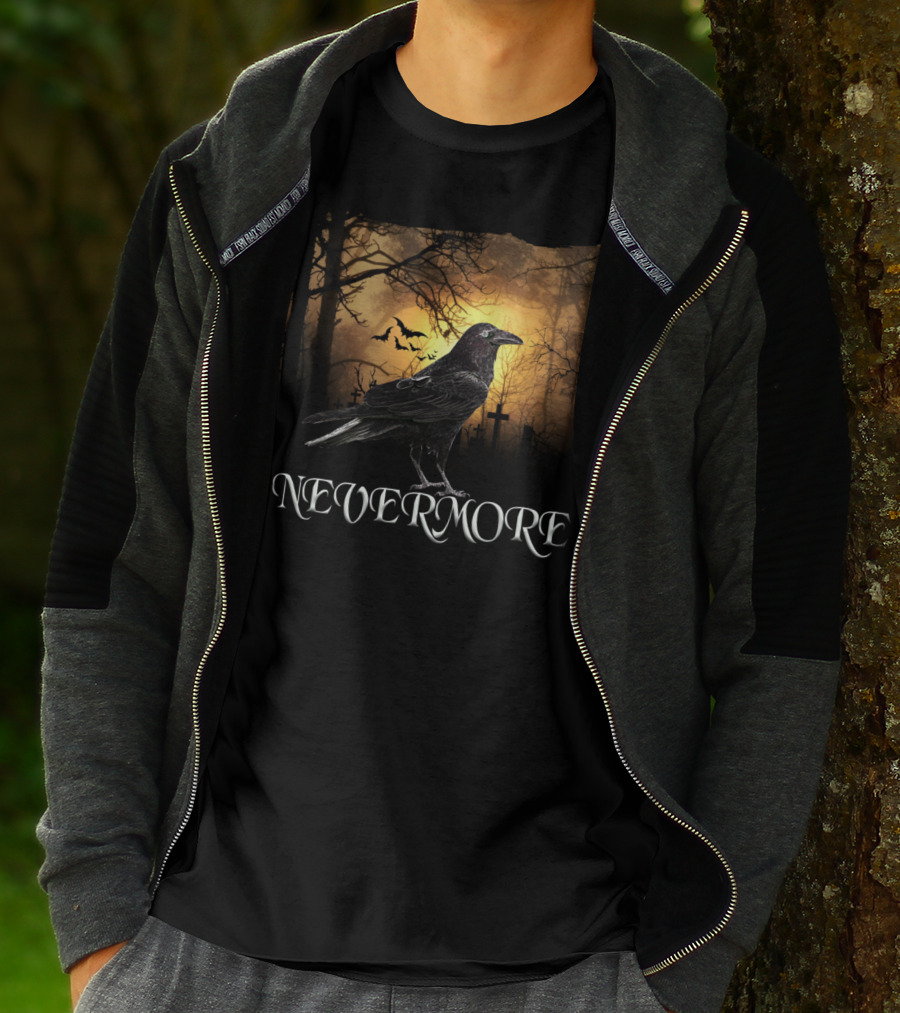 Nevermore Raven Spooky Creepy Edgar Allan Poe T-Shirt