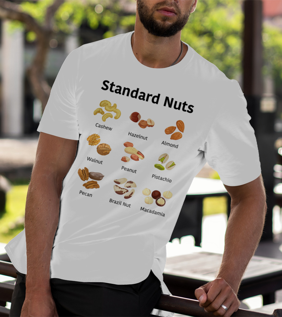 Standard Nuts Youth Cashew Hazelnut Almond Walnut Peanut Pistachio Pecan Brazil Nut Macadamia Lots Of Colors T-Shirt