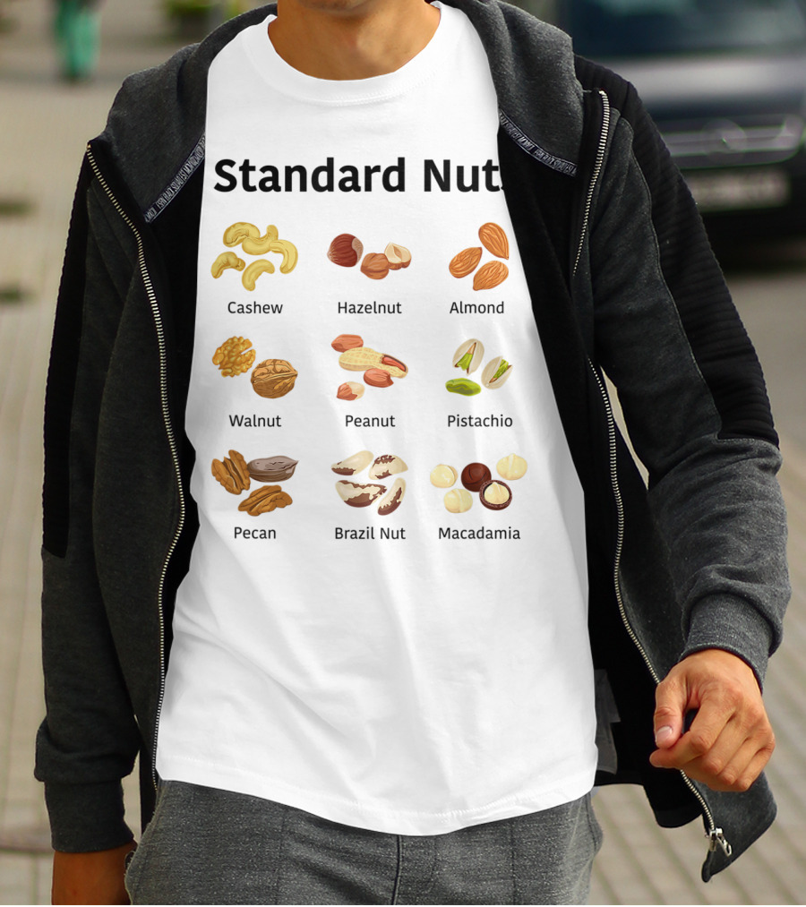 Standard Nuts Youth Cashew Hazelnut Almond Walnut Peanut Pistachio Pecan Brazil Nut Macadamia Lots Of Colors T-Shirt