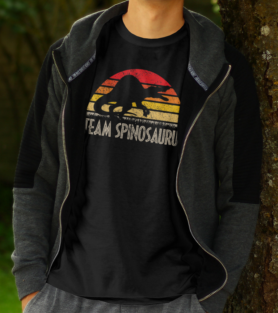 Team Spinosaurus Retro Sunset Silhouette Dinosaur T-Shirt