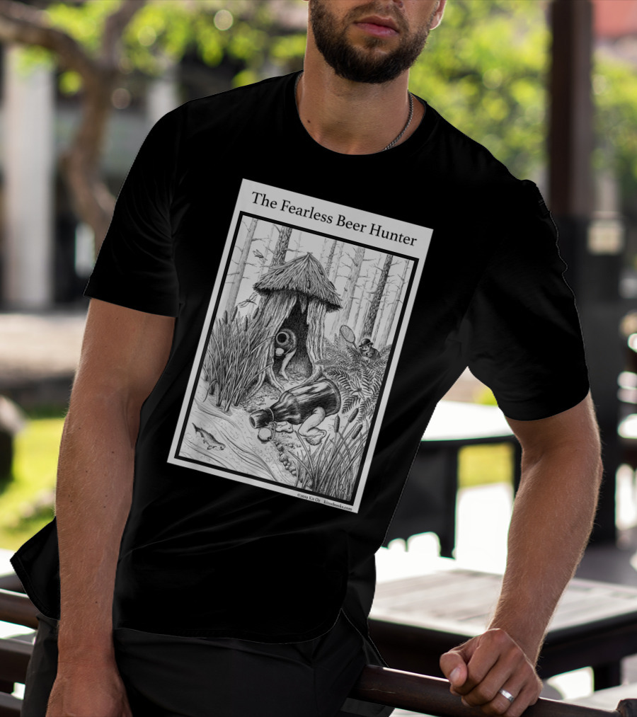 The Fearless Beer Hunter Forest Adventure Hut Scene T-Shirt